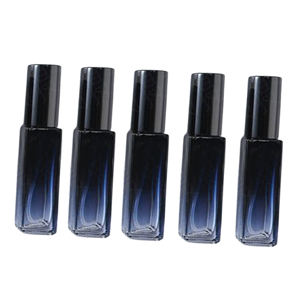 5x 8ml Squared Glass Perfume Spray Bottles with Fine Mist-Empty Jars Cosmetic