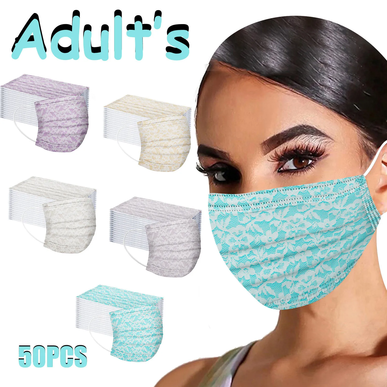 50pcs Floral Print Adults Masks Disposable Face Masks 3ply Loop Meltblown Non-woven Mouth Maks Halloween Cosplay Decor Props witch halloween costume