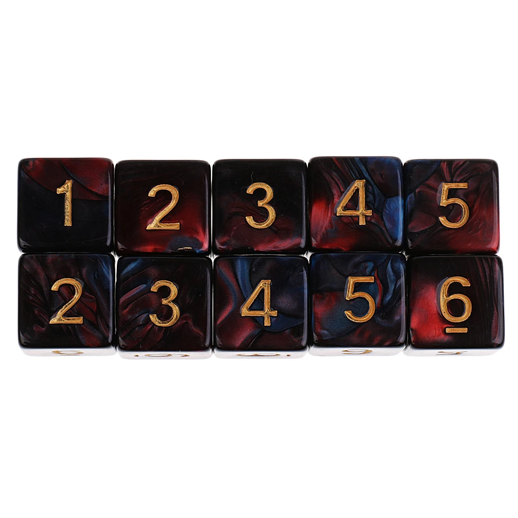 10PCS 6 Sided Dice D6 Polyhedral Dice For  And   MTG RPG