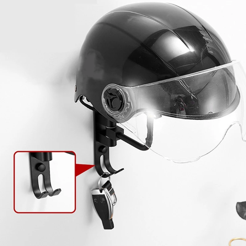 LPLKON Motorcycle Helmet Rack 180° Degree Rotation Helmet Holder Wall Mount,Helmet Stand with 2 Hooks Helmet Hanger,Motorcycle Accessories 