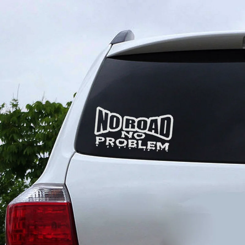 Funny " NO ROAD NO PROBLEM " PET Car Sticker Van Truck 4x4 Off Road Decal Creative Interesting Waterproof PET Car Sticker Decor