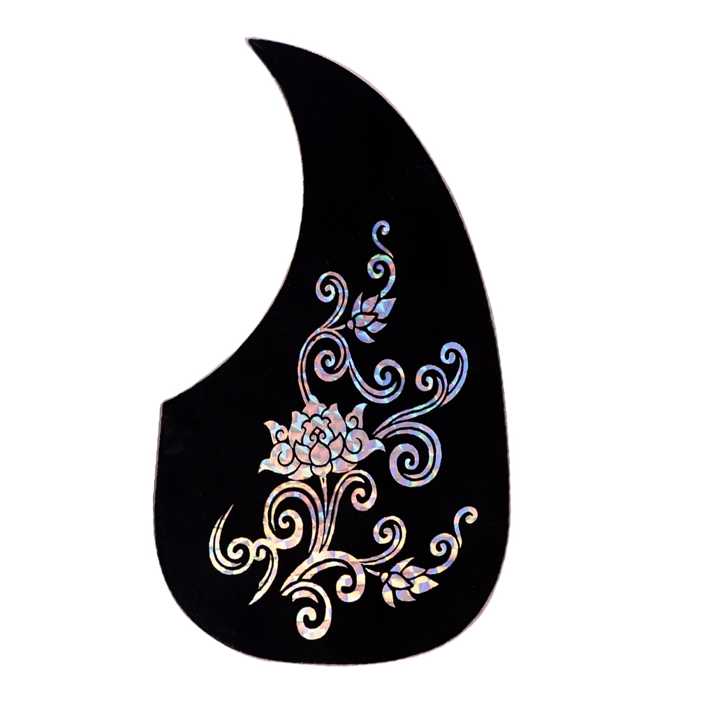1x Acoustic Guitar Pickguard For Guitar Parts Replacement w/ Sliver Flower