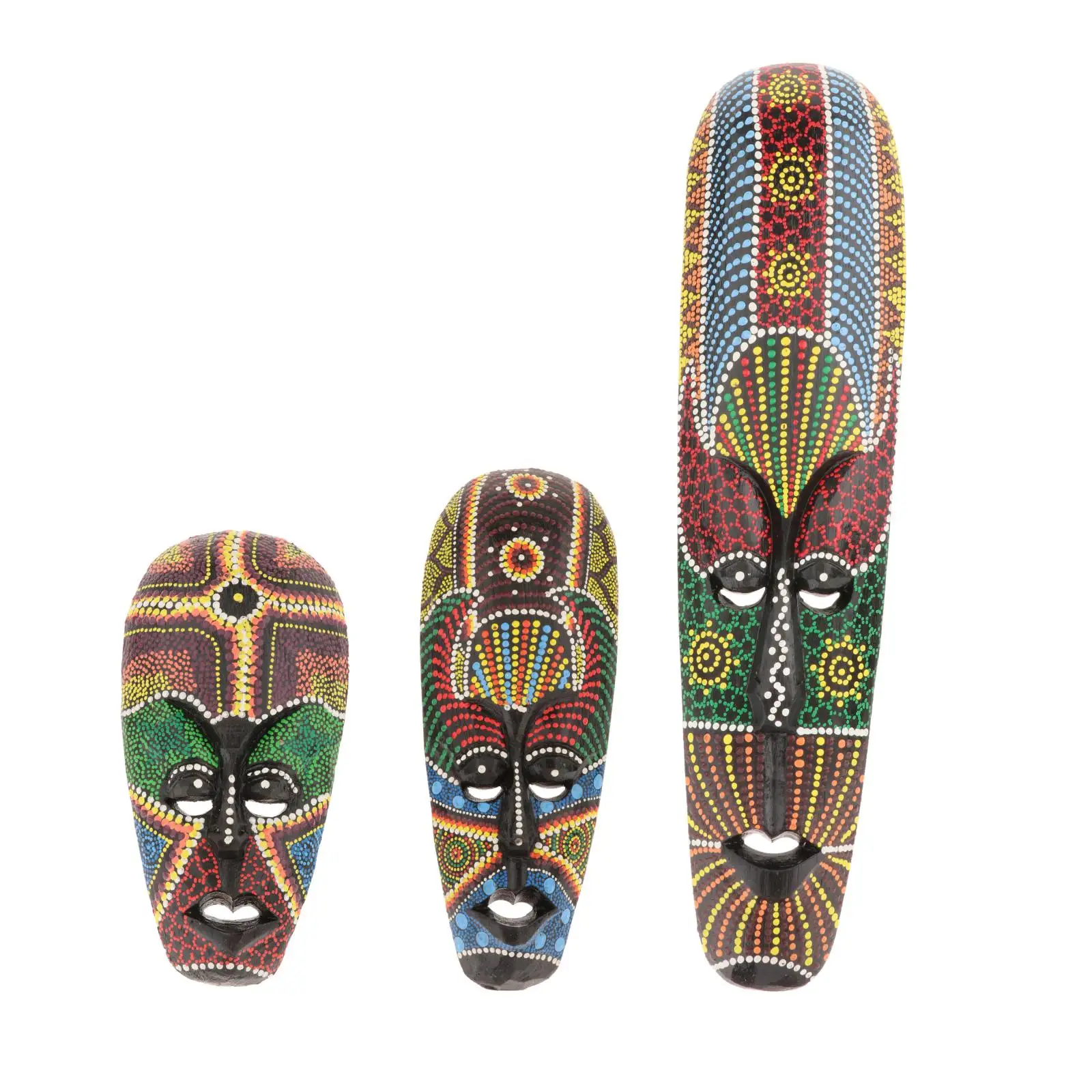 Wooden African Hand Carved Tribal Face Mask Painting Wall Hanging Folk Art