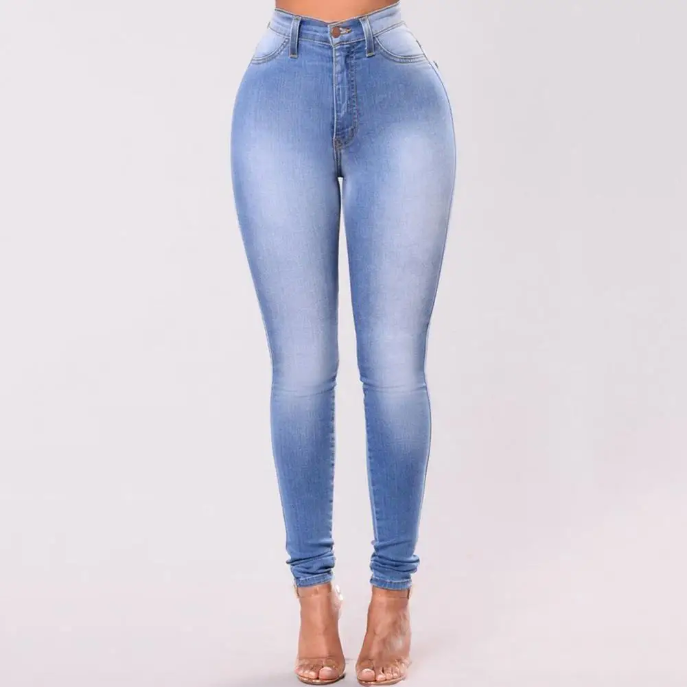 Plus Size Vintage Women Jeans Slim Fit High Waist Denim Pencil Pants Bootcut Winter Pull-on Skinny Jeans Blue plus size clothing