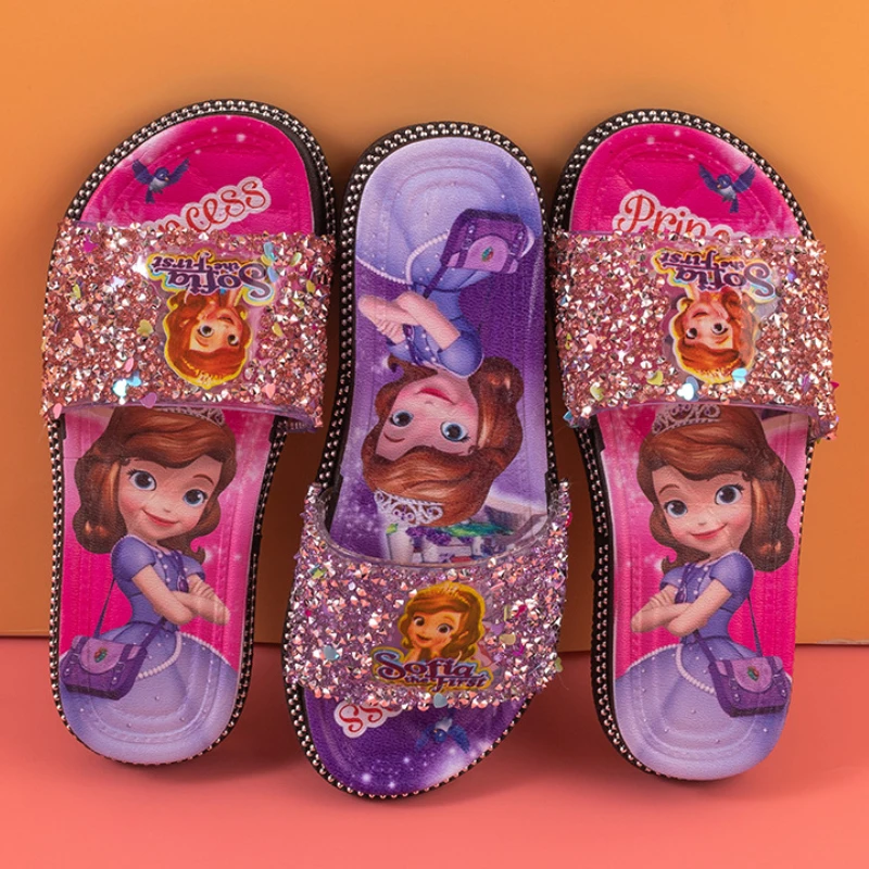Girls' Cool Slippers Cartoon Summer Princess Shoes Princess Aisha Girls' Ice and Snow Strange Fate Indoor andOutdoorBabySlippers girl princess shoes