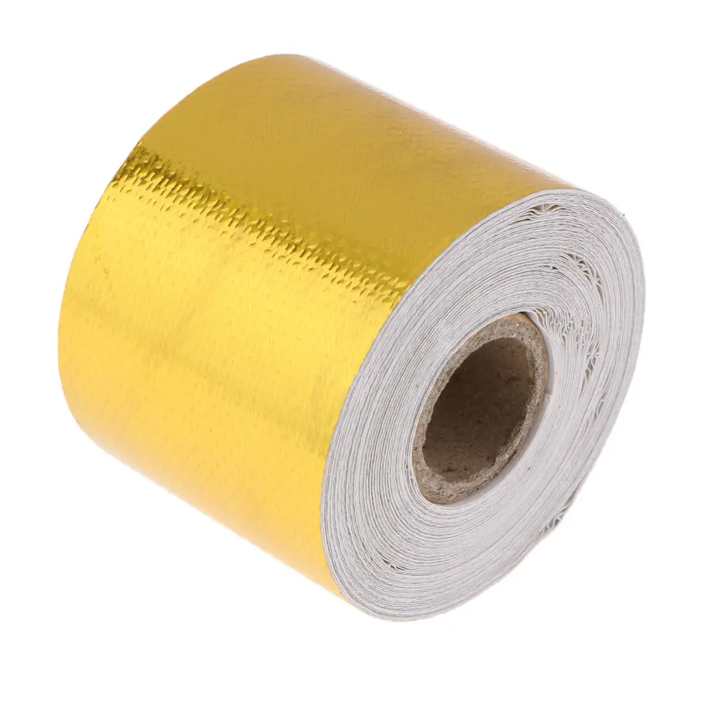 10m High-Temperature Heat Reflective Tape Adhesive Backed Engine Protection Wrap - Golden