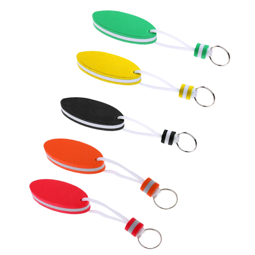 Set Of 5pcs Oval EVA Foam Floating Key Ring Keychain Safety Key Holder