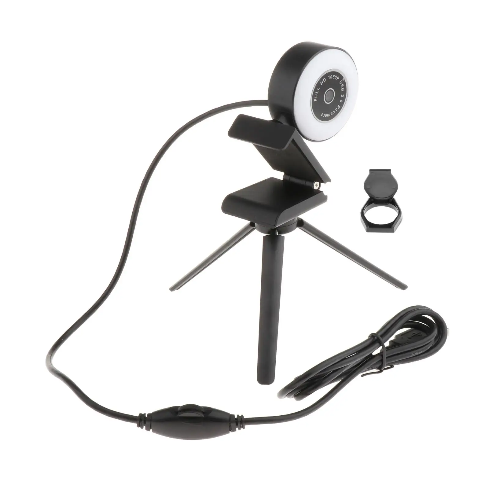 2K/1080P HD Autofocus USB Webcam Facetime Camera with Microphone   Light