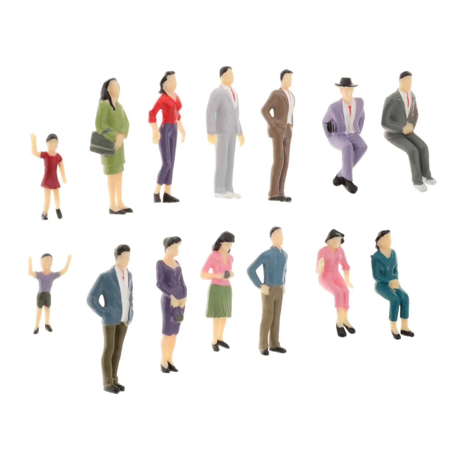 14pcs Different 1:25 Model Figures G Scale People Standing Seated 