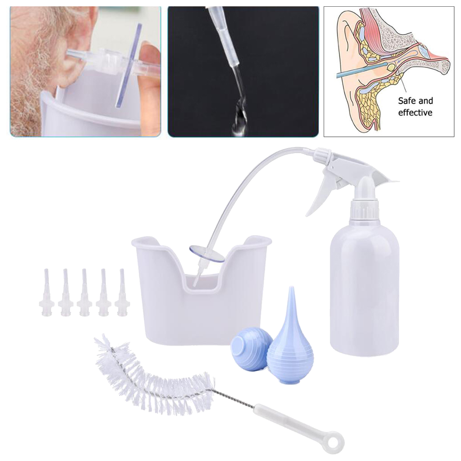 Earwax Removal Set Ear Wax Washer Cleaner Tool With 5 Replacement Tips Bulb Syringe Ear Irrigation Washer Bottle System