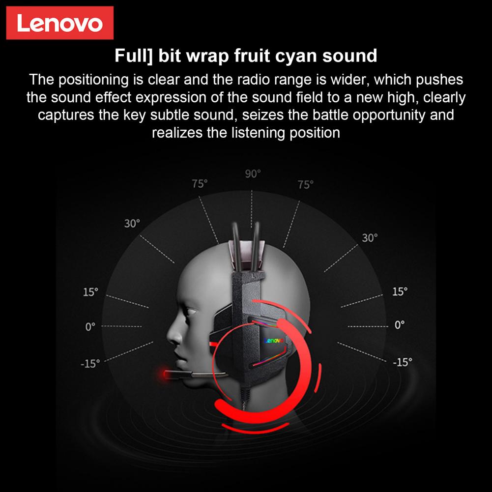 Lenovo Hu85 Gaming Headphone Wired USB Cool Noise Reduction Effect Lighting ABS Over-Ear Headphone HiFi Surround Cool Lighting 17 H00dcbd3551b5425ba070162b0979cbb1O