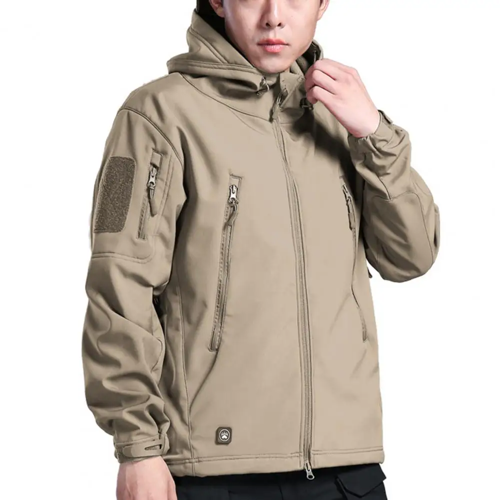 chore coat Men's Jacket Outdoor Thermal Breathable Windproof Waterproof Sports Coat Plush Tactical Hooded Jacket for Autumn Winter shirt jacket men