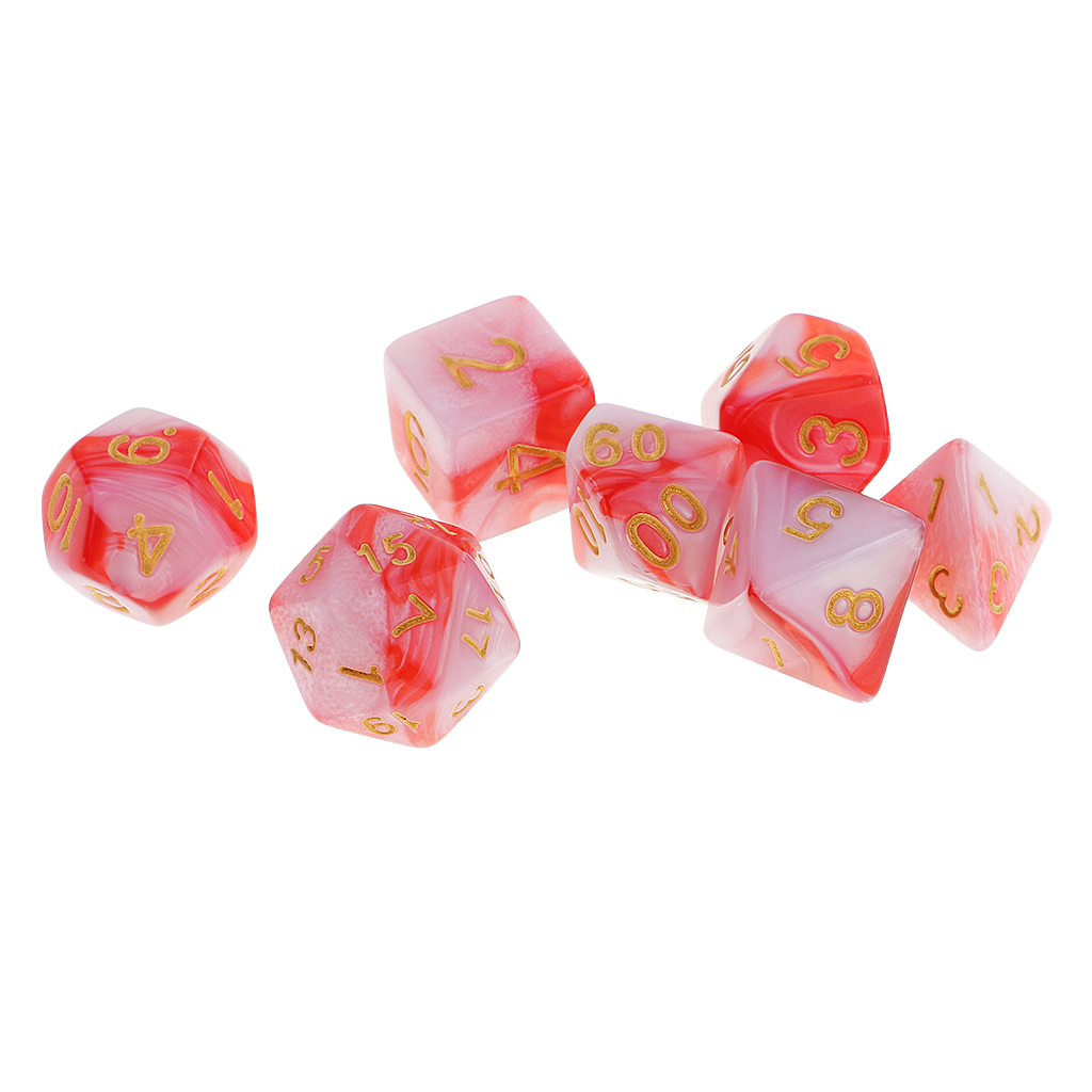 7Die Set Double Colors Polyhedral Dice for  RPG TRPG MTG Board Game Accessories