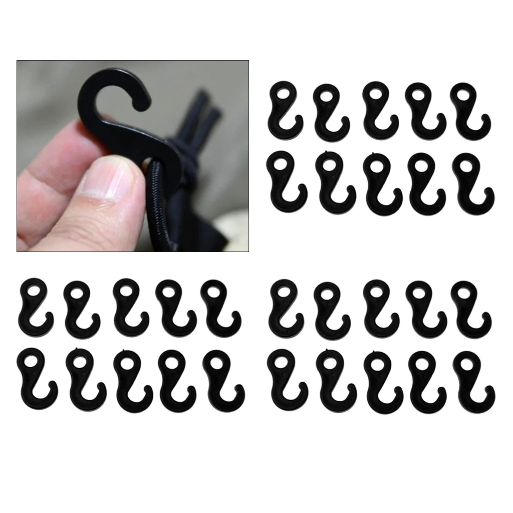 30 Pieces Plastic Hook for Fasten Camping Tent Bungee Cord Rope End Hanging