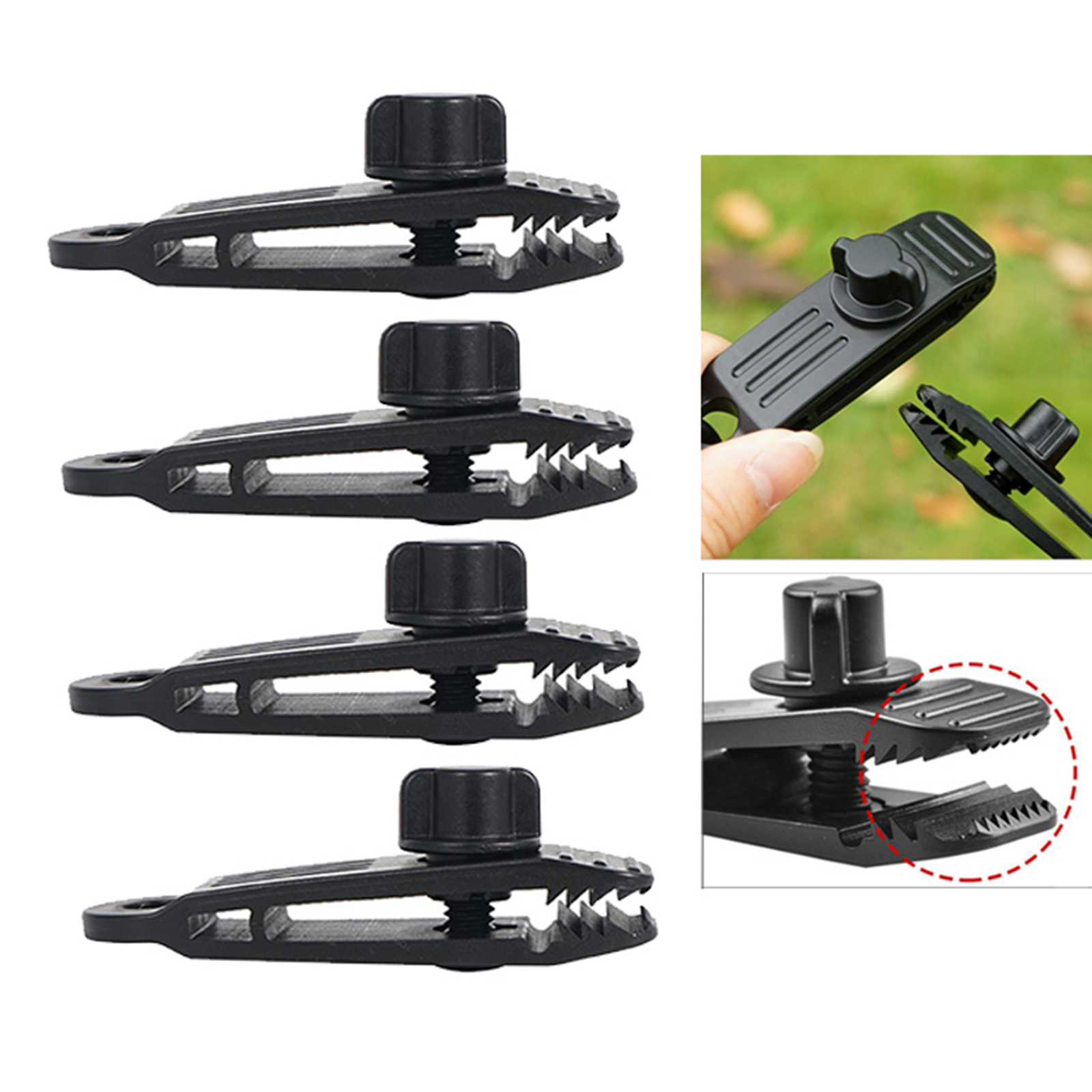 4pcs Nylon Tarp Clips Heavy-Duty Sliding-Lock Grip Clamps For Awnings Marine