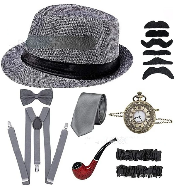 Halloween 1920s Mens Gatsby Gangster Accessories Set Panama Hat Suspender  Bow Tie 20s Great Gatsby Cosplay Accessories - AliExpress