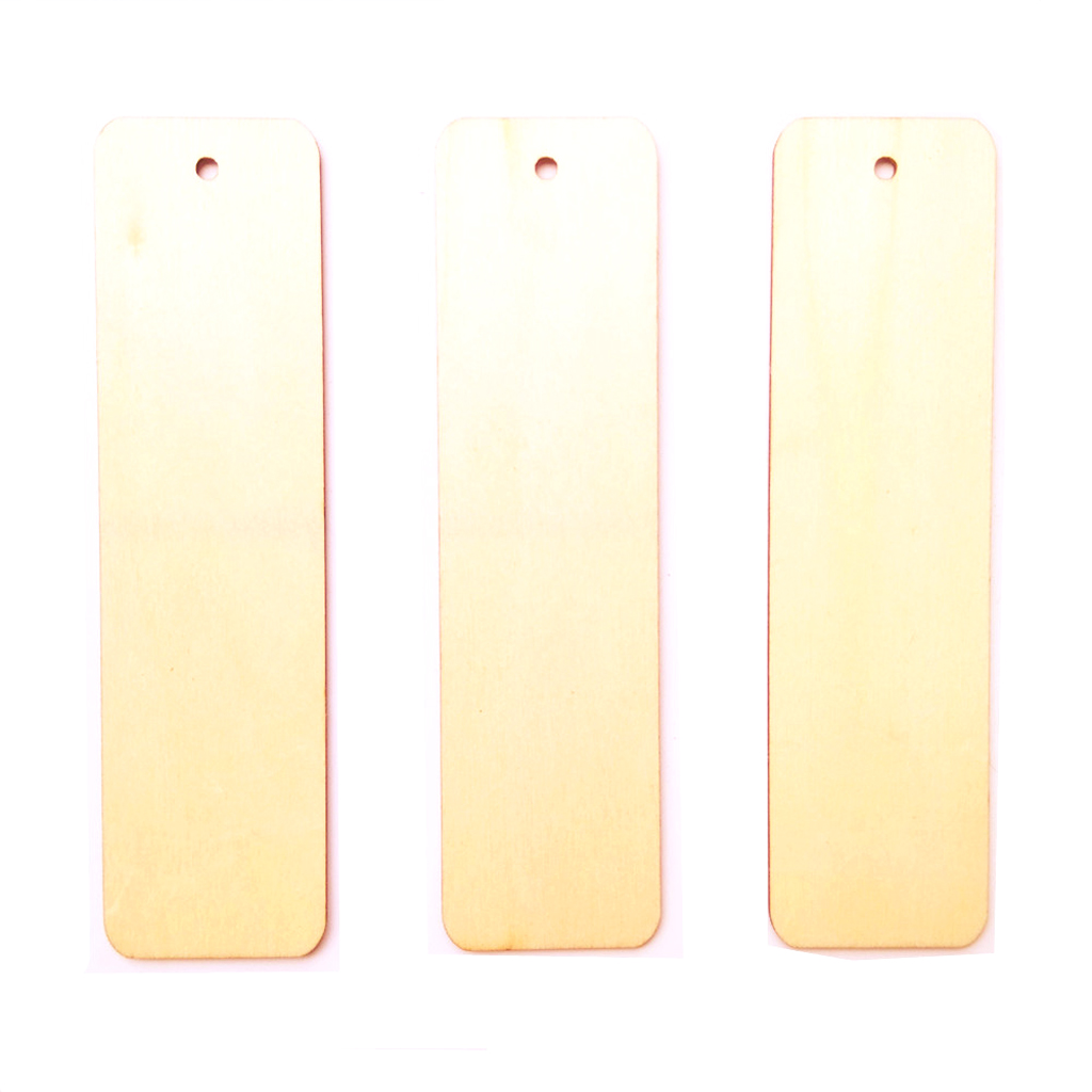 20pcs Rectangle Wood Pieces Bookmark Scrapbooking Embellishment Price Tags Card Making Gift Tags DIY Craft with String