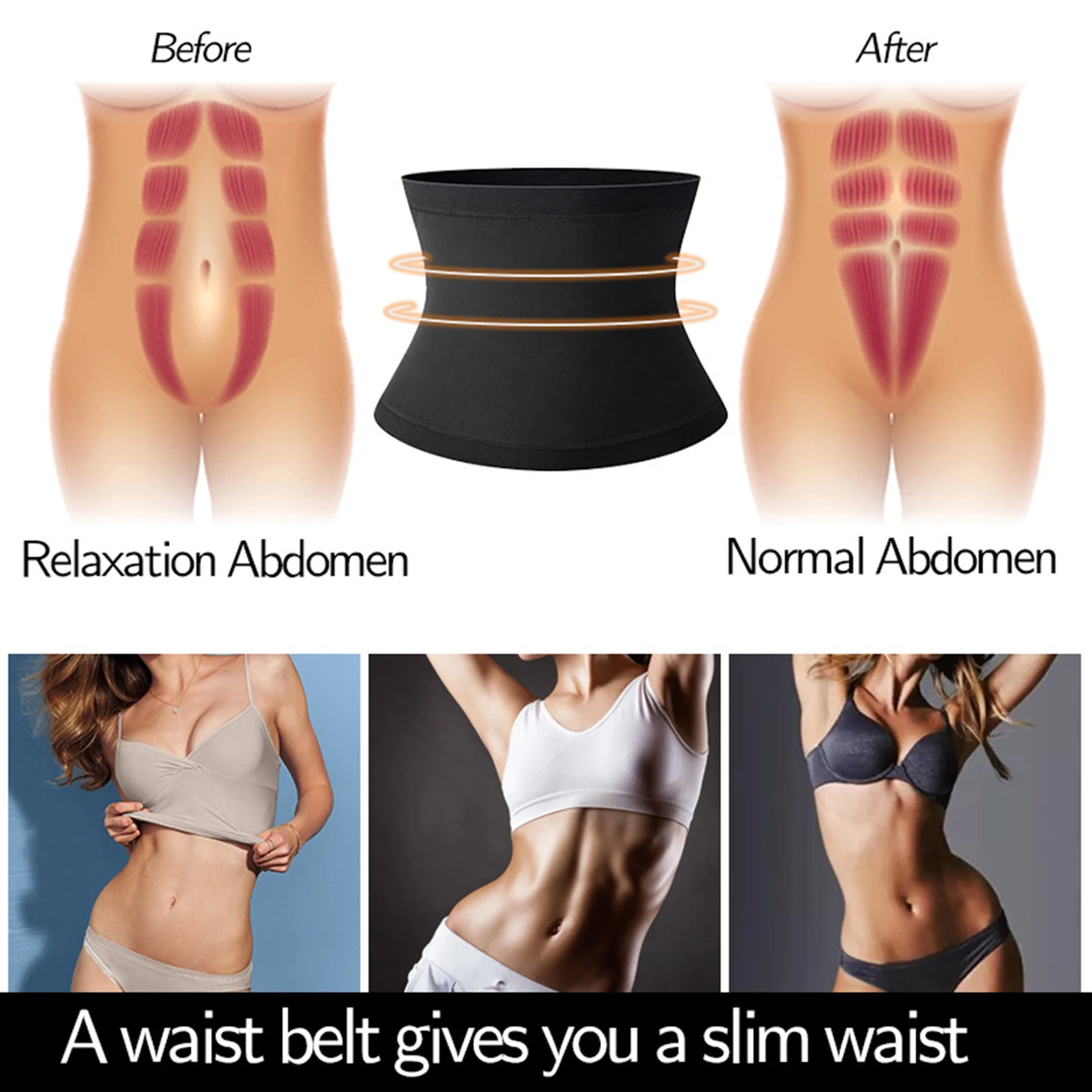 Women Waist Trainer Cincher Exercise Slimming Body Shaper Trimmer Belt Strap