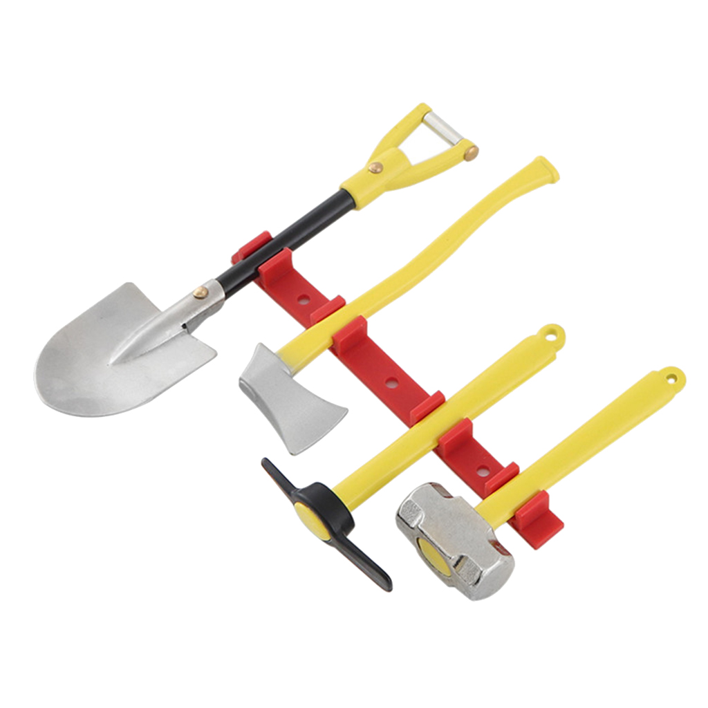 4Pcs/Set 1/10 RC Car Simulation Tools Decoration with Shovel/Hammer/Hoe/Axe