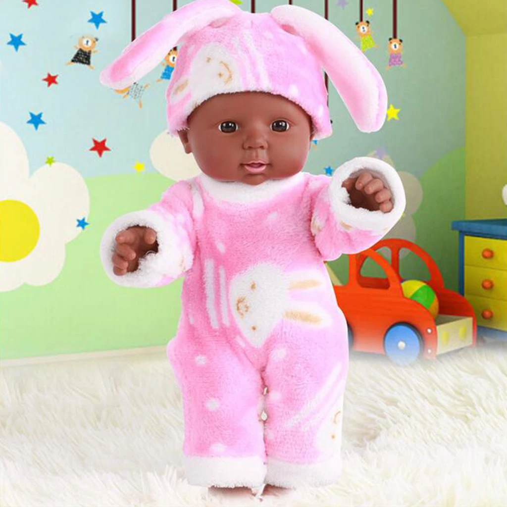 30cm African American Reborn Doll Full Vinyl Newborn Baby Xmas Gifts Pink