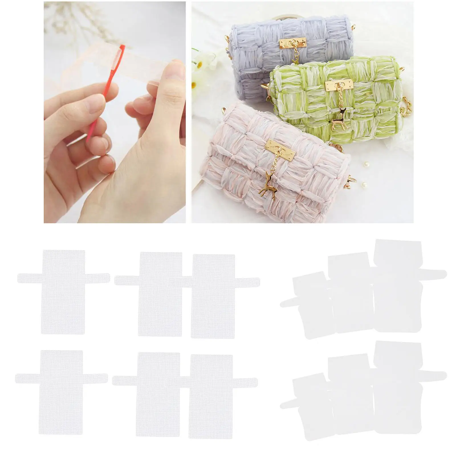 6 x Mesh Clear Plastic Canvas Sheets Rectangular for Bag Cross Stitch Knit Embroidery Crochet Projects