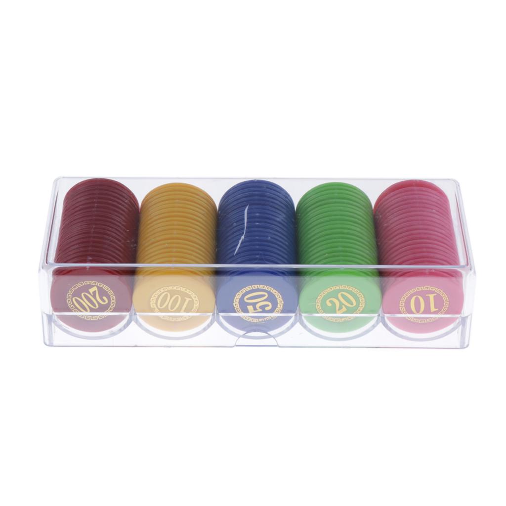 5-Colors Counters Printed Face Value w/ Storage Box for Counting Tokens 100