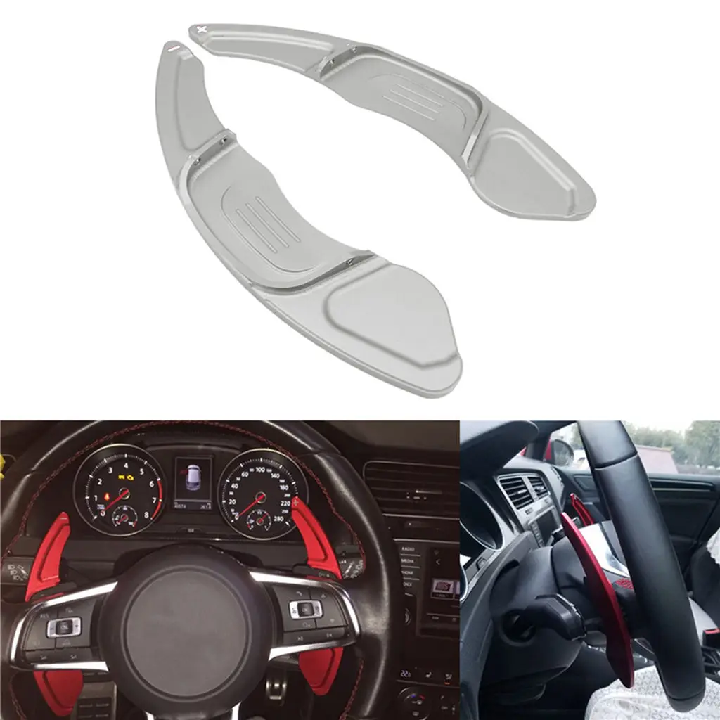 2Pcs Steering Wheel Paddle  for VW Golf 7 GTI Scirocco 2015 2016 Silver