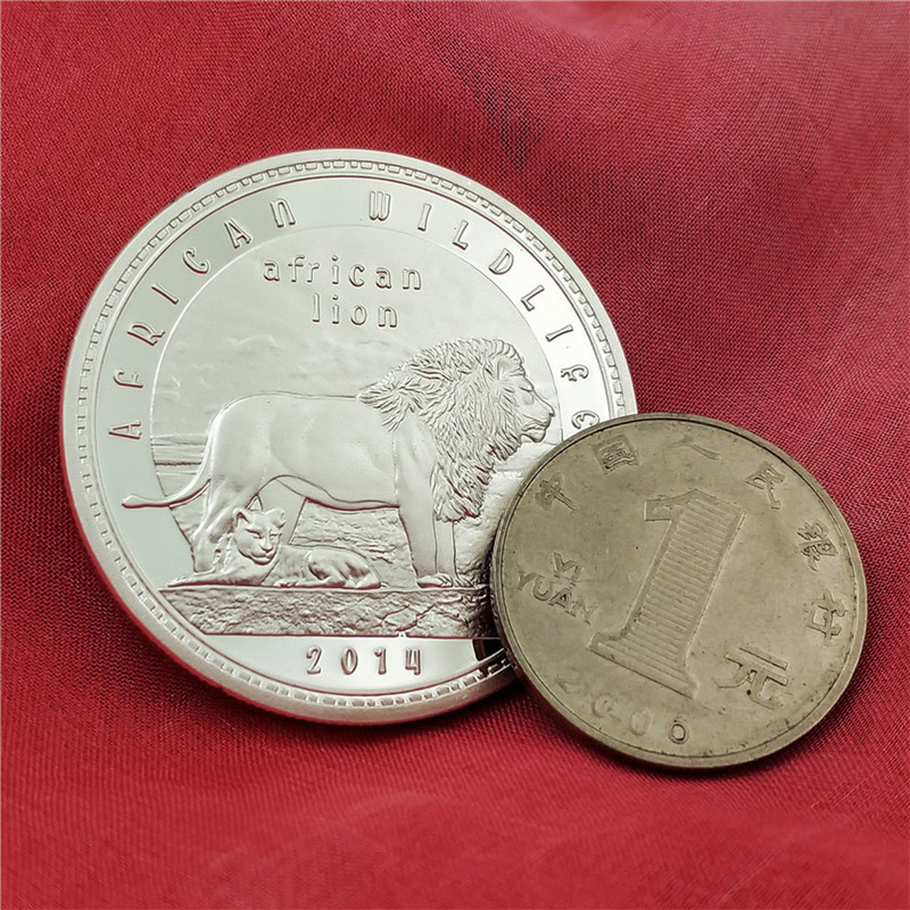 Zambia Lion Animal Commemorative Coin African Animal Coin Grassland Lion Silver Coin Crafts Collectibles