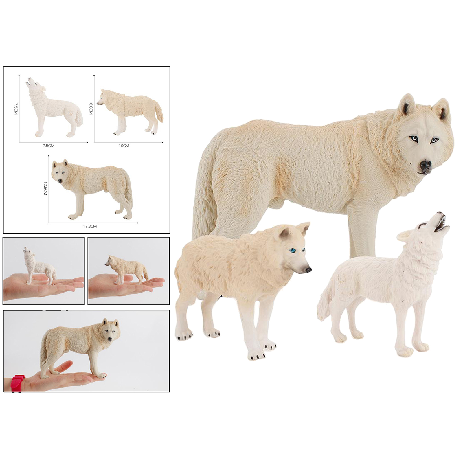 Plastic Wolf Figures Free Standing Ornament Figurine Realistic Wild Animals