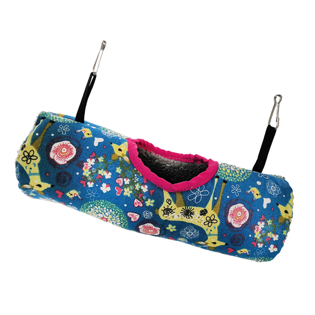 Small Pet Tunnel Tube Hammock Toy Cave Hut for Hamster Sugar Glider Blue