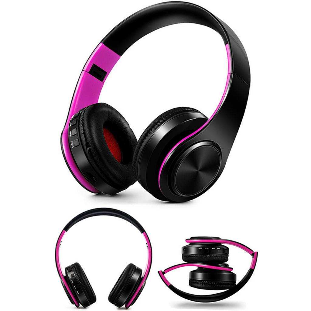 Noise Cancelling Wireless Bluetooth Over-ear Foldable Headphones Headset Black &Purple