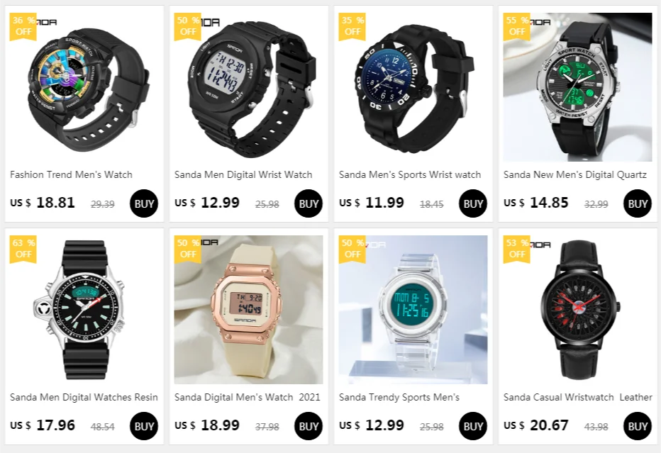 New Sanda Men's Digital Luminous Watch Small Square Wristwatch Mens Rose Gold Case Waterproof Leisure Unisex Wrist Watch 2021