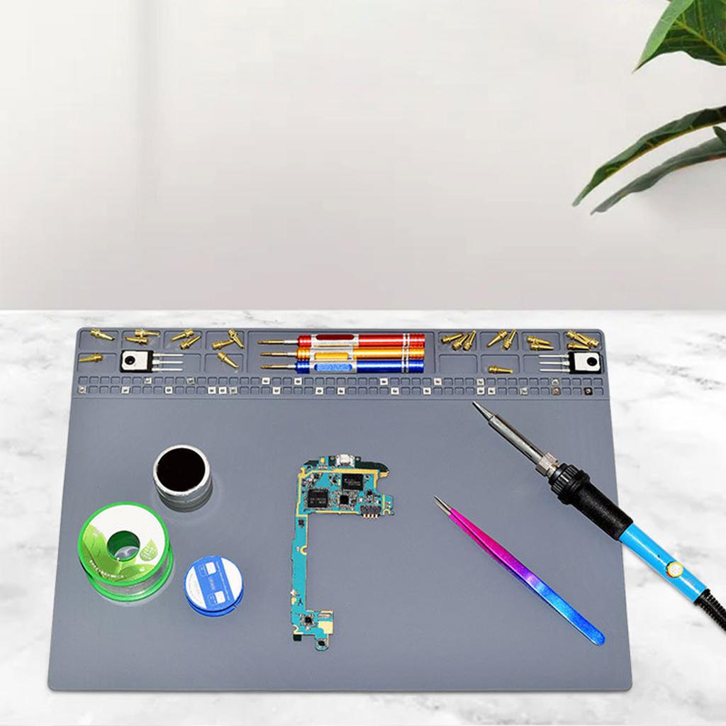Silicone Soldering Mat Solder Pad Magnetic Mat Screw Position Soldering Work Station Mat Computer Repair Heat-Resistant Pad