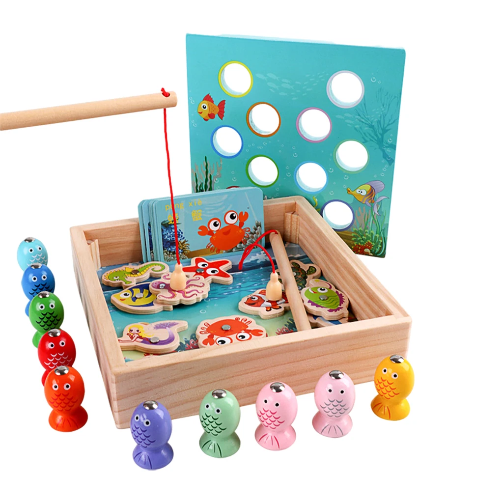 Wooden Fishing Game Toys Interactive Toy Wooden Toys for 2 Year Olds