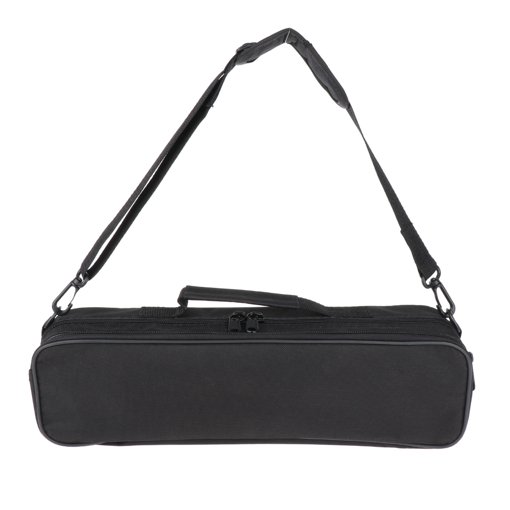 Nylon 16 Hole Flute Case Storage Bag Organizer Black 400x115x80mm