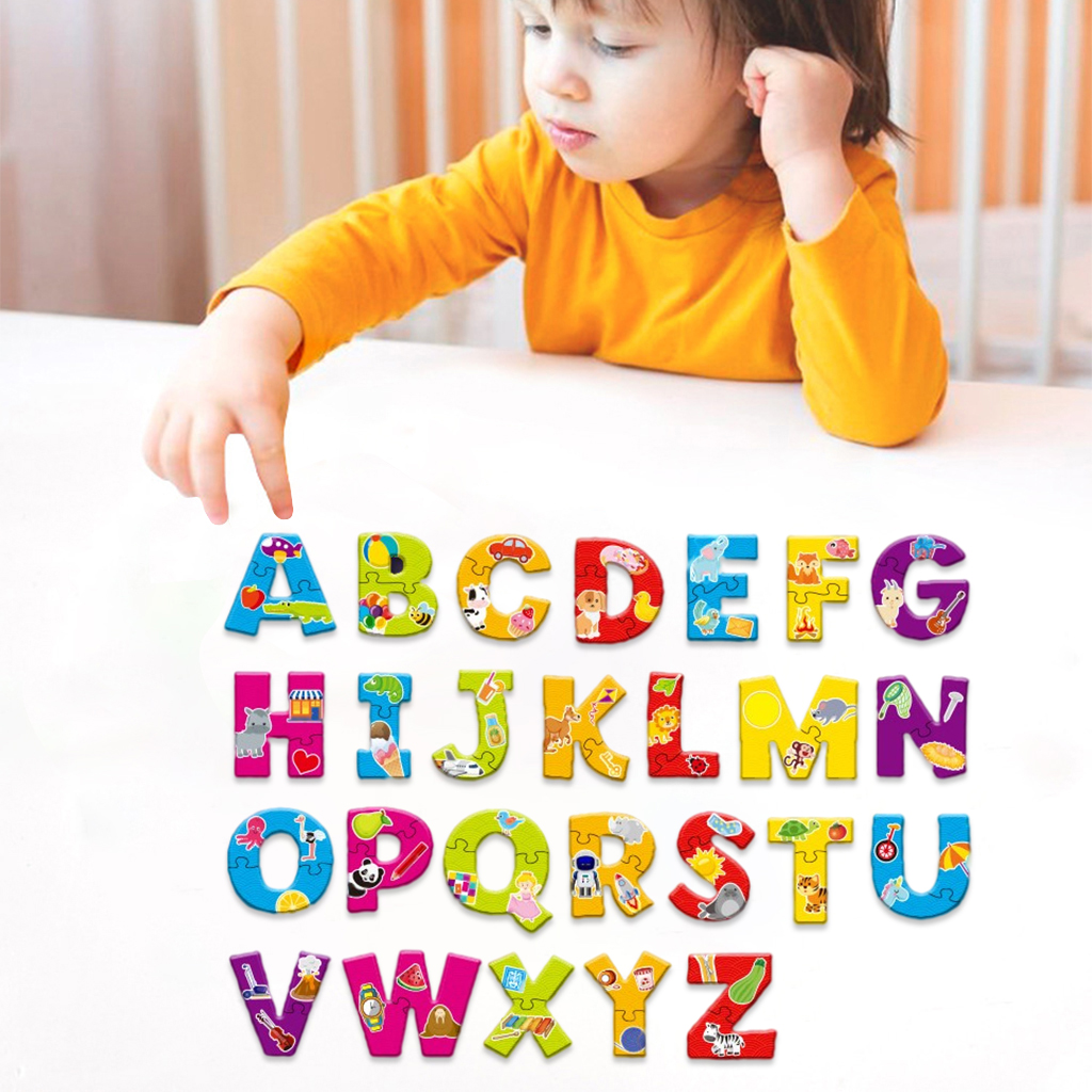 Alphabet Letter Puzzle Color Shape Animals Recognition Jigsaw Preschool Learning Educational Toy for 3 Years Old Boys Girls