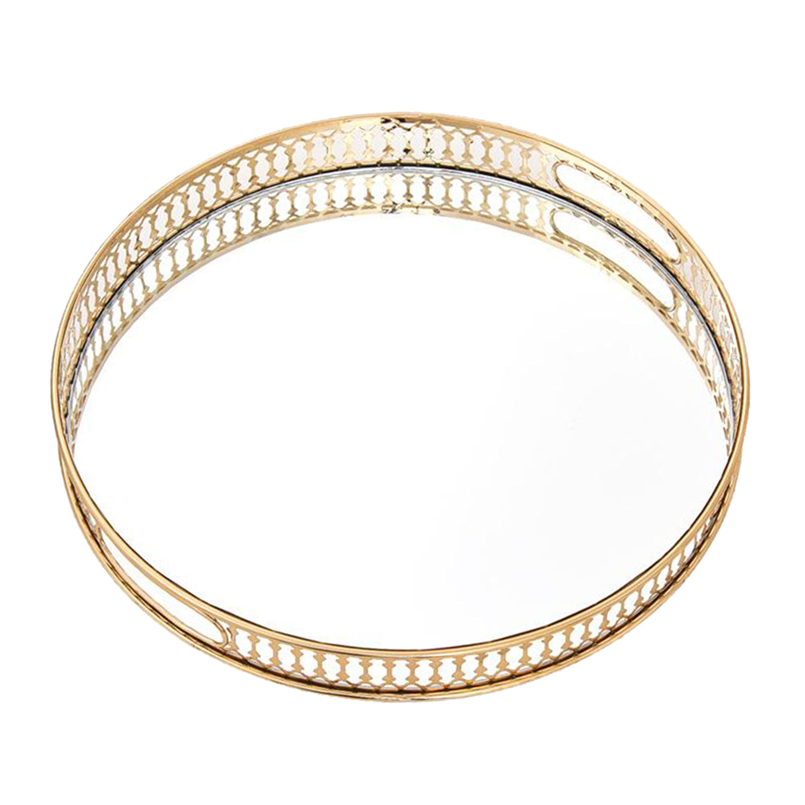 Round Vanity Tray Dresser Ornate Tray Home Wedding Decorative Mirrored Tray Jewelry Perfume Makeup Perfume Organizer