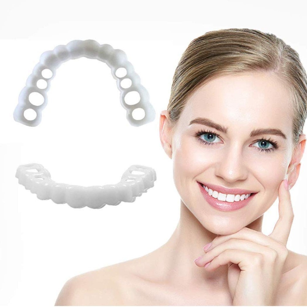 Instant Smi-le  Cosmetic Teeth, Natural Bright White Shade, Comfortable Upper and Lower Veneer