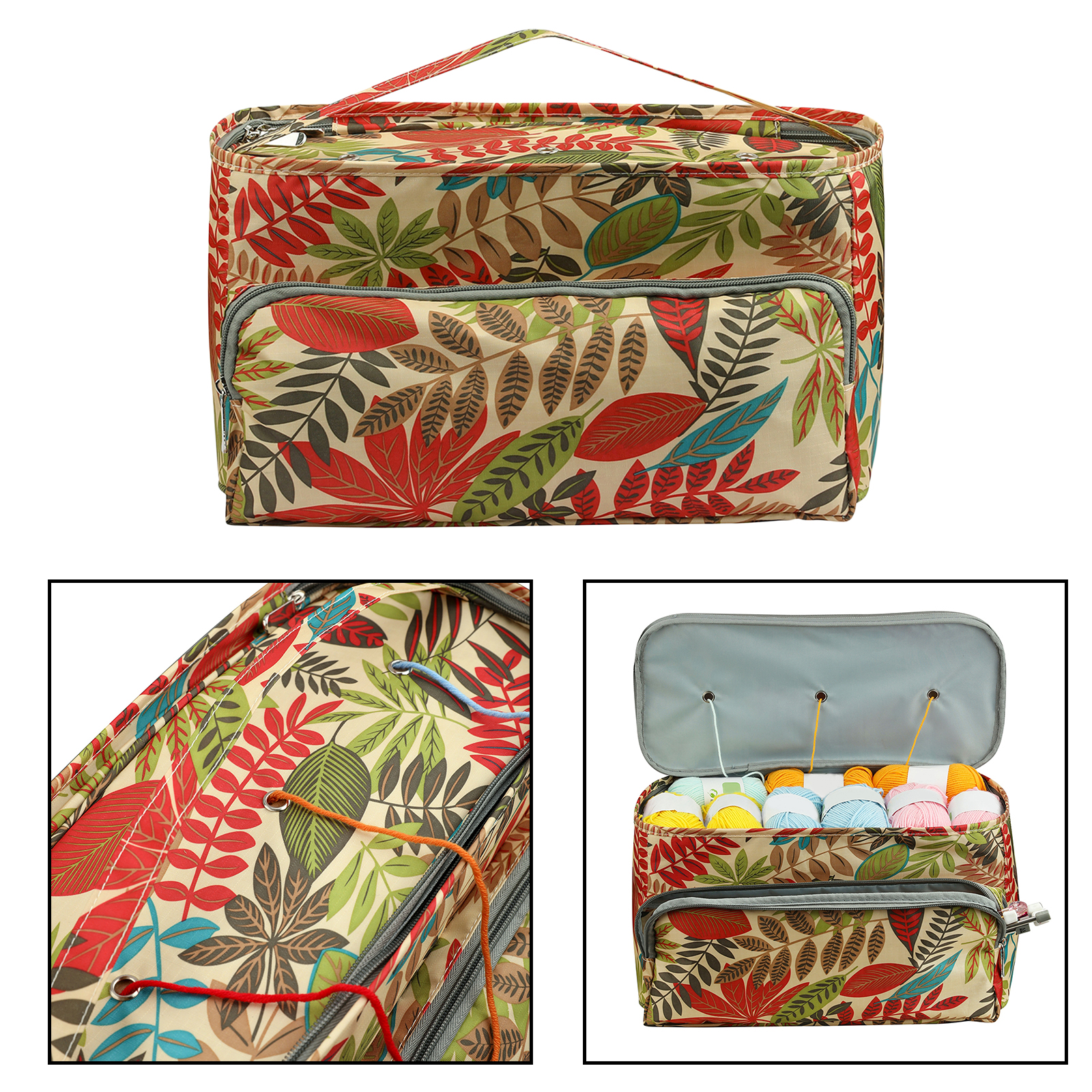 Large Capacity Knitting Bag Tote Bag with Zipper And  for Needles