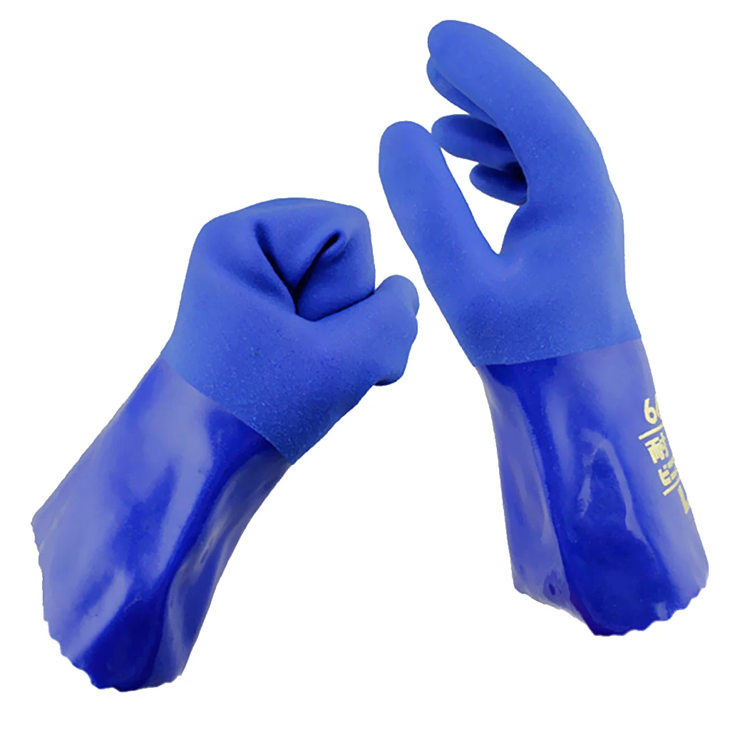 One Pair Chemical Resistant PVC Gloves Long Cuff Provides Wrist Protection
