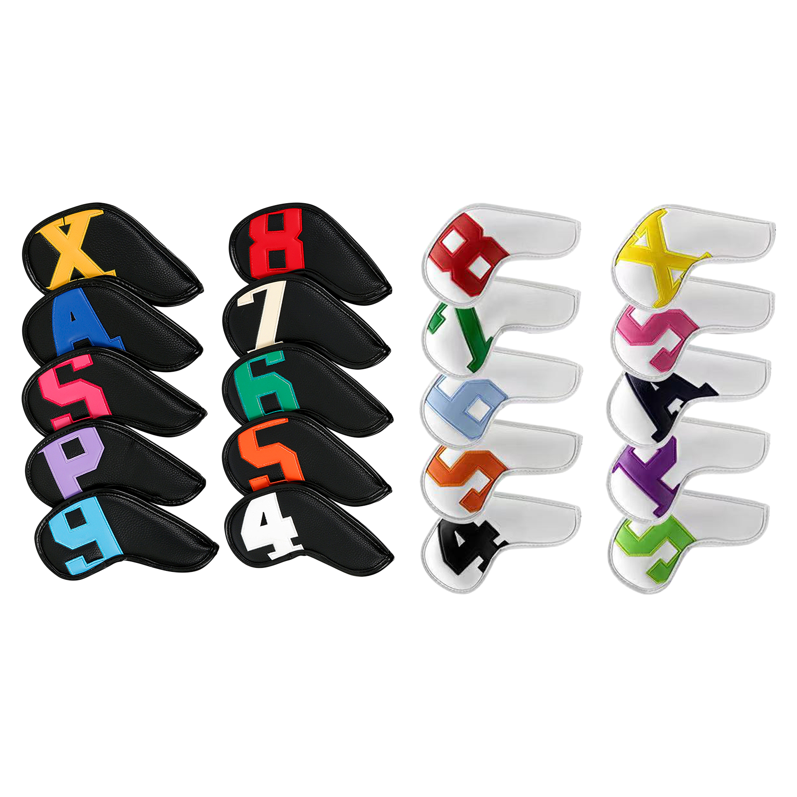 Golf Club Iron Head Covers, 10 Pieces Golf Headcover Set, PU Leather Golf Iron Headcovers Fit All Brands Iron, Father's Day Gift