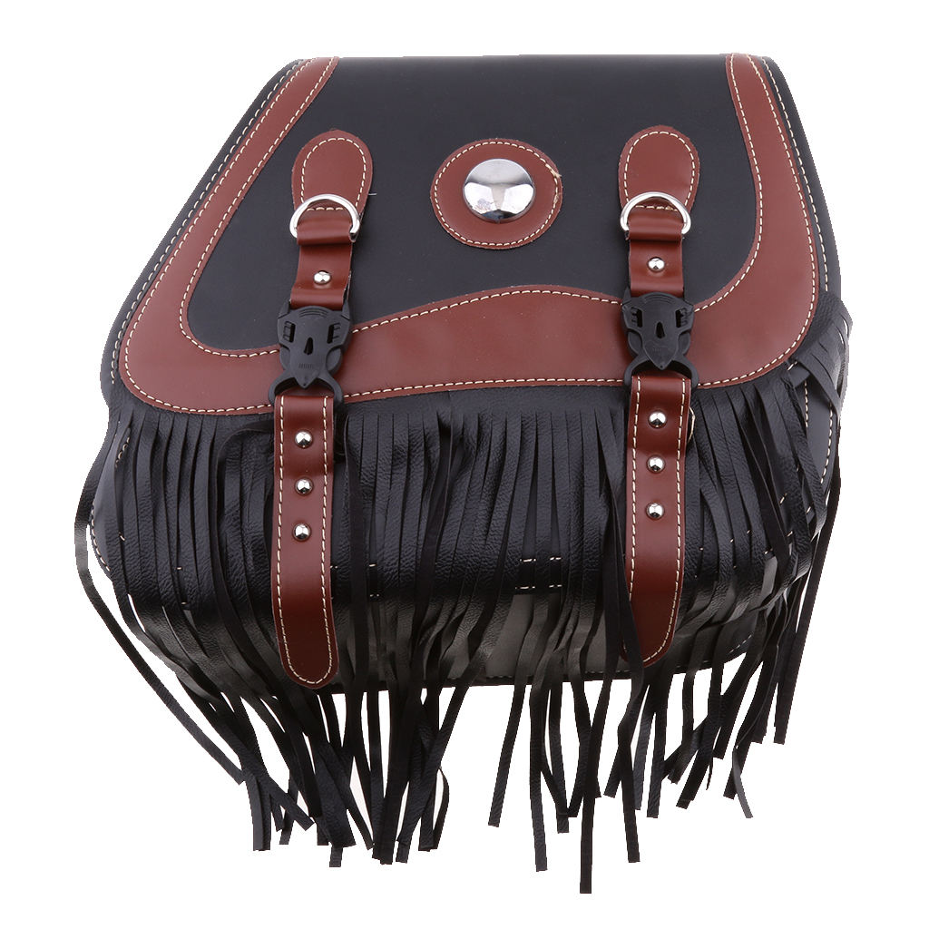 Studded Leather Motorcycle Tassels SaddleBags Panniers Luggage