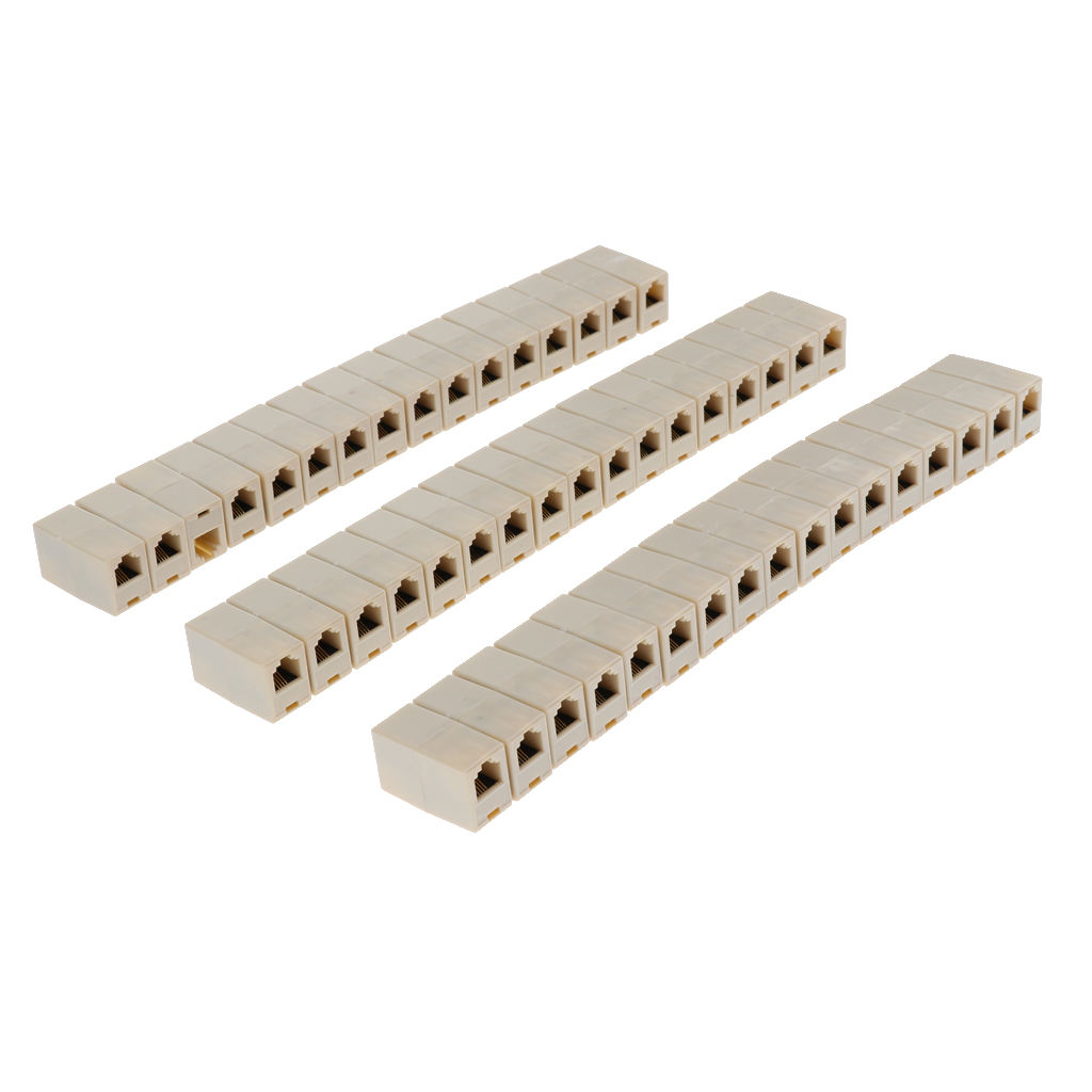  6-Pin Modular Straight-Through Inline Coupler for Phone Cable (50 Pack)