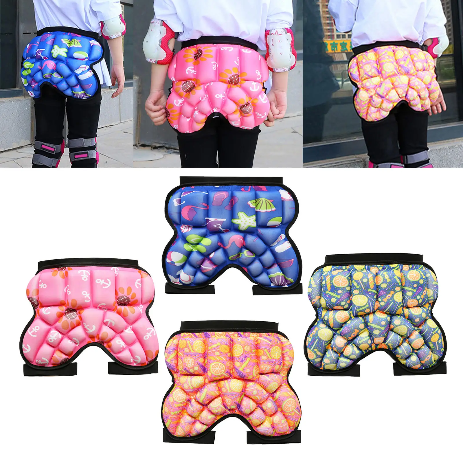 3D Padded Hip Protection Shorts Butt Guard Pad Lightweight for Roller Skating Ski Children