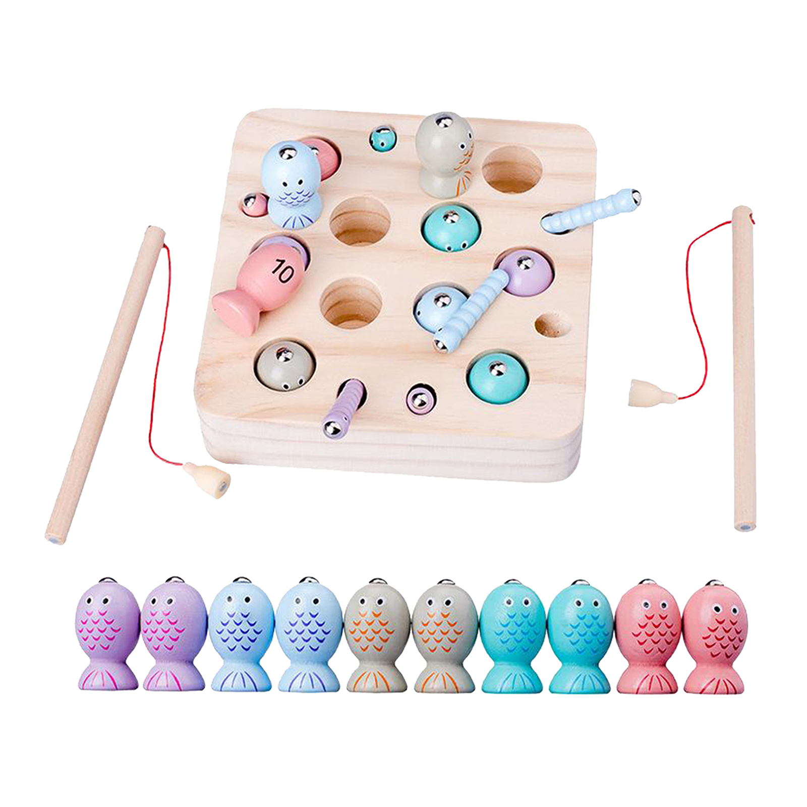 Baby Wooden Montessori Toys Magnetic Games Fishing Toys Catch Worm Educational Toys For Children Gifts Boys Girls