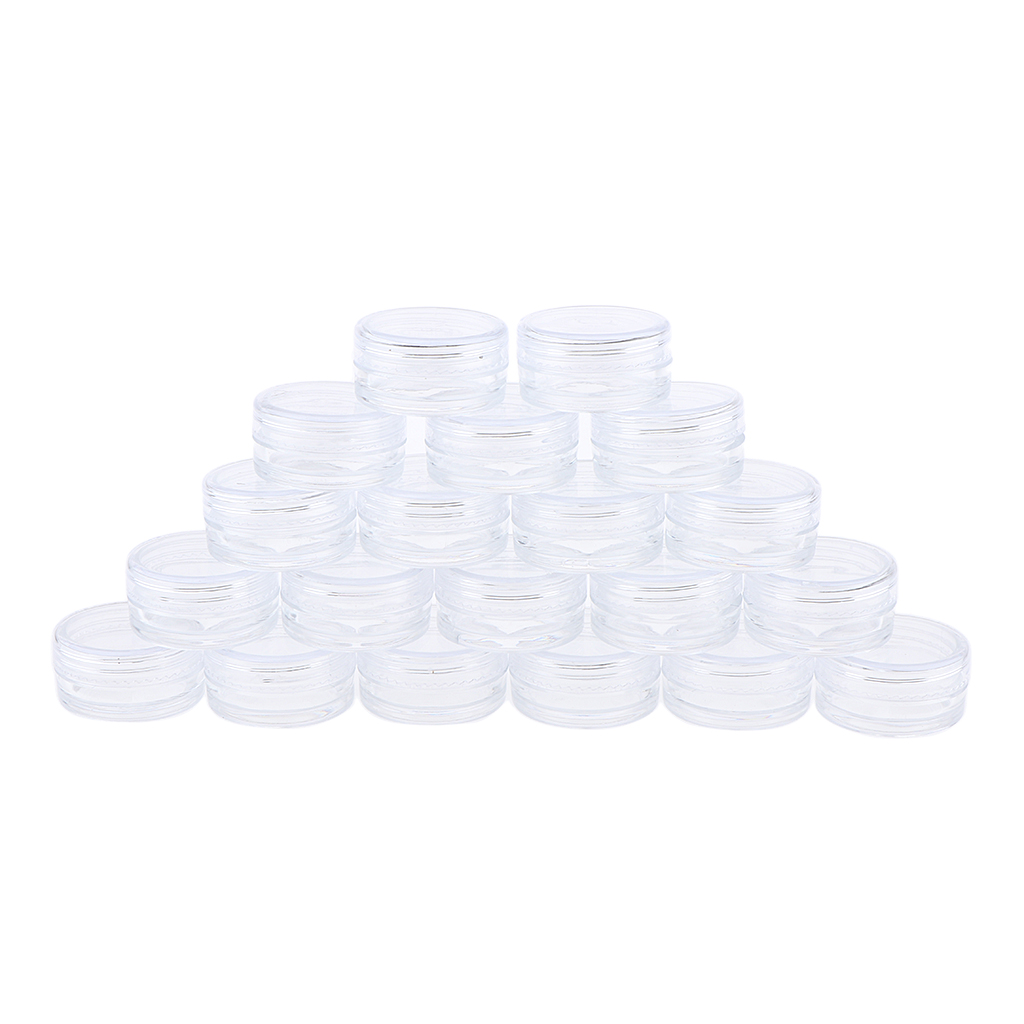 Pack Of 20pcs 3G Empty Plastic Cosmetic Containers, Clear Round Sample Pots Jars With Screw Cap Lids