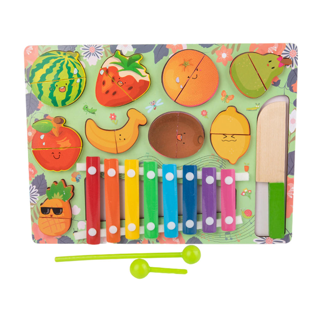 8-toned Xylophone Cutting Fruit Glockenspiel Colorful Keyboard Educational Rhythm Hand Knock Piano 2-in-1 Percussion Instruments
