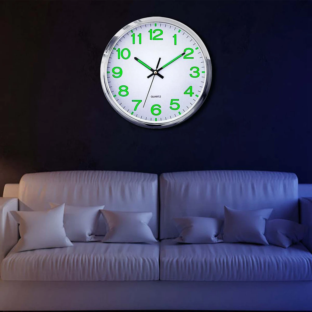 Night Light Wall Clock Battery Operated, 12 Inch Wall Clocks for Living Room/Bedroom/Kitchen, Large Digital Display Easy to Read