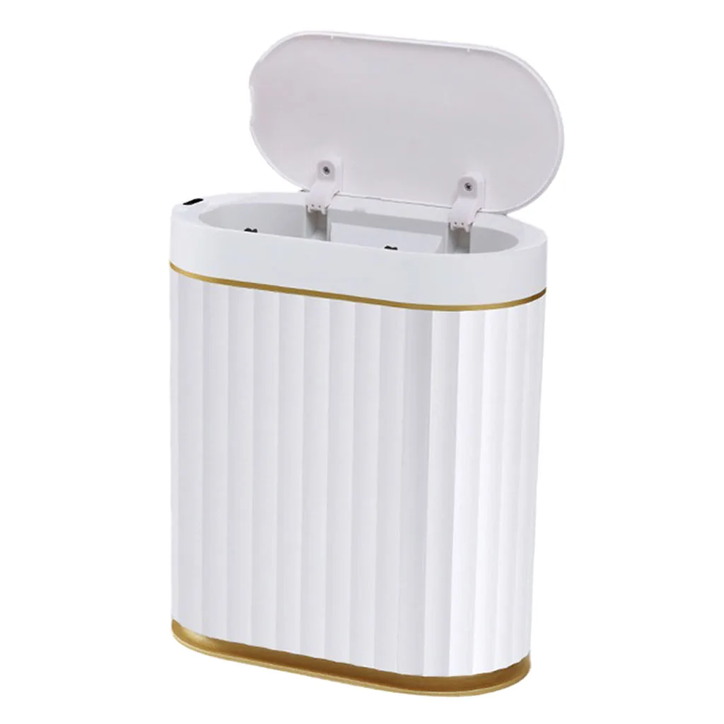 7L Large Trash Can Automatic Wastebasket for Kitchen Office Bathroom, IPX5 Waterproof, White