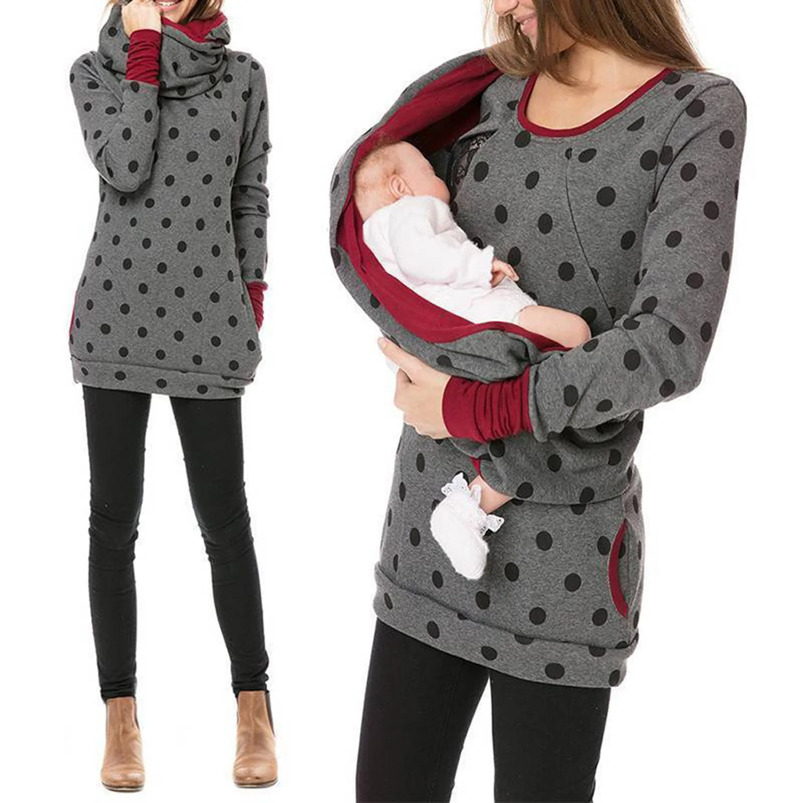 maternidade enfermagem moletom com capuz inverno outono gravidez roupas grávidas amamentação camisola camisas camisa superior